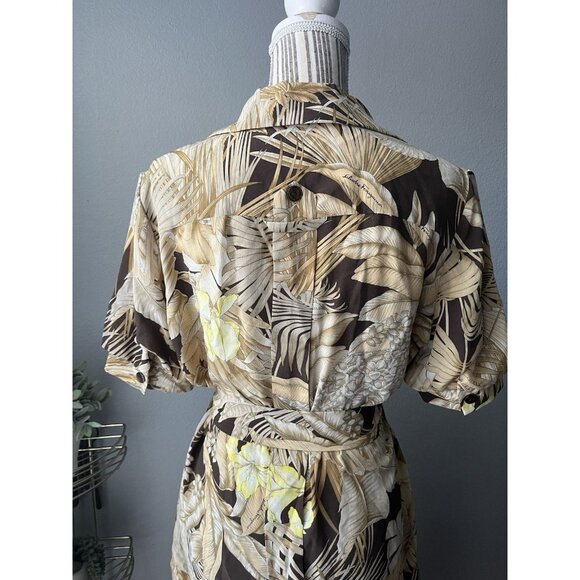 Salvatore Ferragamo Safari Logo Sheered Tan Brown Belted Maxi dress EEUC US14/42 - Picture 15 of 15